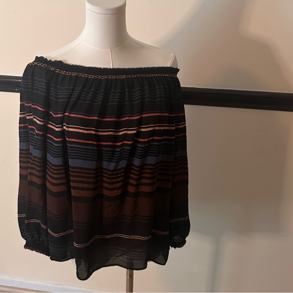 Joie Off-the-Shoulder Striped Blouse | Size M